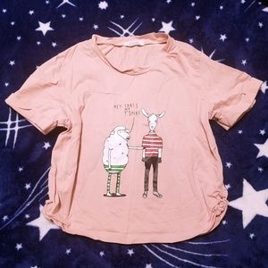 Baby pink ruched crop top